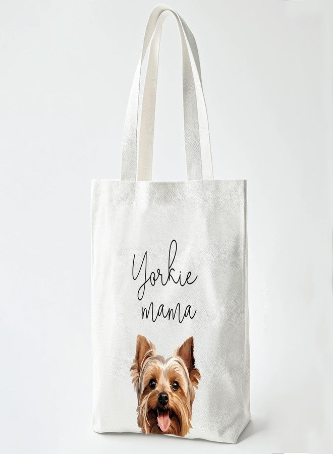ZYQFN Yorkie Mama Canvas Tote Bag for Women - Cute Dog Lover Dog Mom Gift, Birthday, Christmas - Reusable Bag for Work, College & Travel. (003) - Image 1